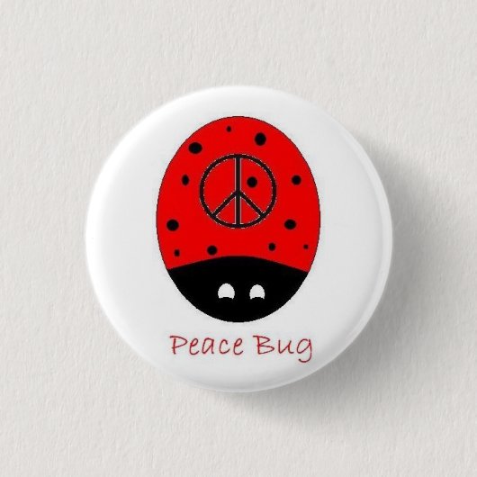 peace bug mini button wit (Voorkant)