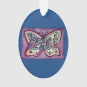 Peace Butterfly Word Art Gift Holiday Ornament (achterkant)