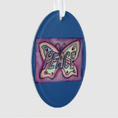 Peace Butterfly Word Art Gift Holiday Ornament (voorkant)