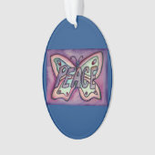 Peace Butterfly Word Art Gift Holiday Ornament (voorkant)
