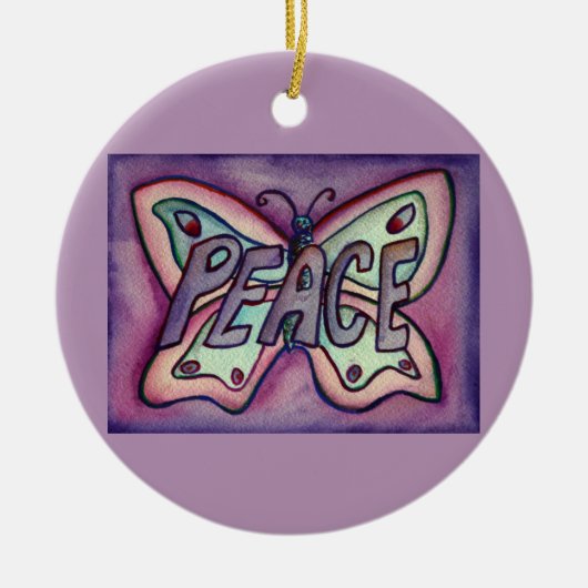 Peace Butterfly Word Art Gift Holiday Ornament (Voorkant)