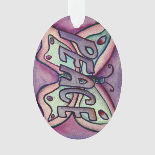 Peace Butterfly Word Art Gift Holiday Ornament (voorkant)