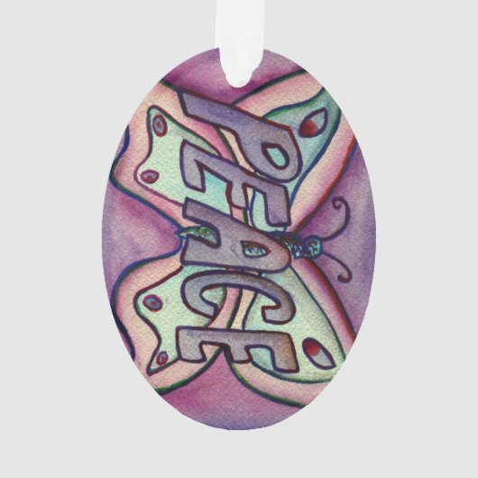Peace Butterfly Word Art Gift Holiday Ornament (achterkant)