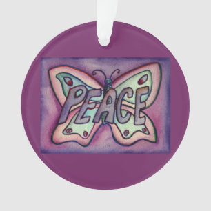 Peace Butterfly Word Art Gift Holiday Ornament