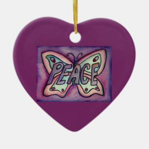 Peace Butterfly Word Art Gift Holiday Ornament