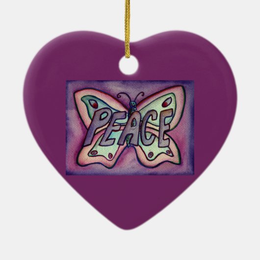 Peace Butterfly Word Art Gift Holiday Ornament (Achterkant)