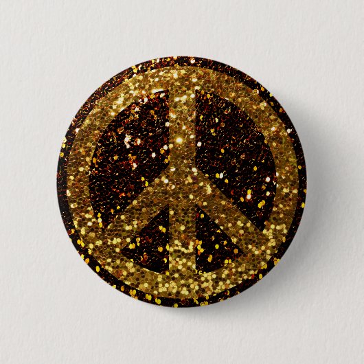 Peace-Button met Gold Glitter Ronde Button 5,7 Cm (Voorkant)