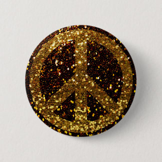 Peace-Button met Gold Glitter Ronde Button 5,7 Cm