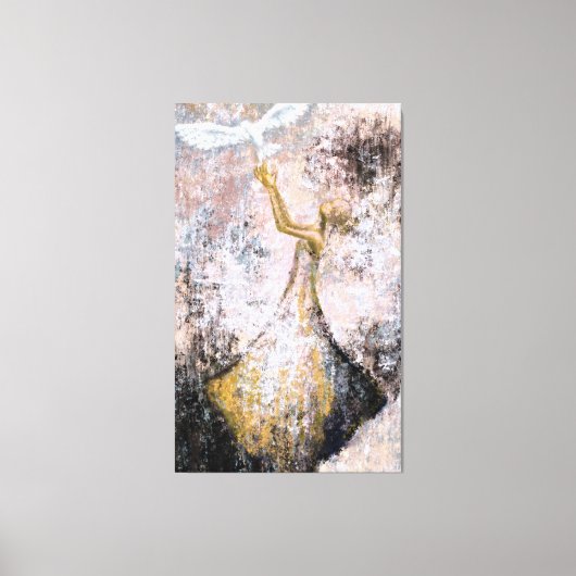 Peace Canvas Witte duif - Abstract schilderij Afdruk (Voorkant)