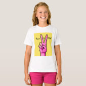 Peace & Chill ✌️ Minimaal Cartoon Hand T-shirt (Voorkant volledig)
