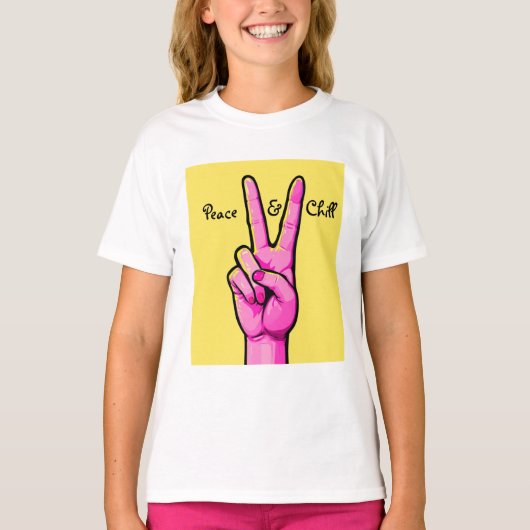 Peace & Chill ✌️ Minimaal Cartoon Hand T-shirt (Voorkant)