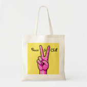 Peace & Chill ✌️ Minimale Cartoon Canvas tas (Voorkant)