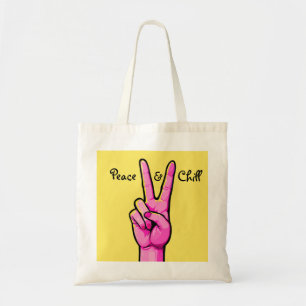 Peace & Chill ✌️ Minimale Cartoon Canvas tas