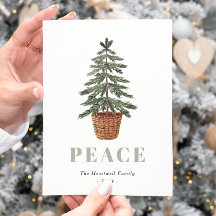 Peace Christmas Evergreen Tree Simple