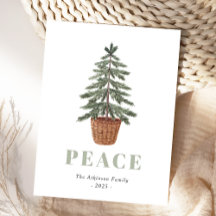 Peace Christmas Evergreen Tree Simple