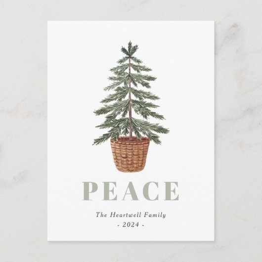 Peace Christmas Evergreen Tree Simple Feestdagenkaart (Voorkant)