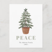 Peace Christmas Evergreen Tree Simple Feestdagenkaart (Voorkant)
