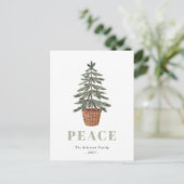 Peace Christmas Evergreen Tree Simple Feestdagenkaart (Staand voorkant)