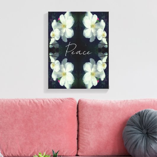 Peace Clematis Flower Abstract Inspirerend Canvas Afdruk (Insitu (Woonkamer))