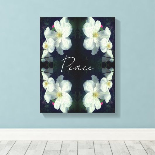 Peace Clematis Flower Abstract Inspirerend Canvas Afdruk (Insitu (Houten vloer))