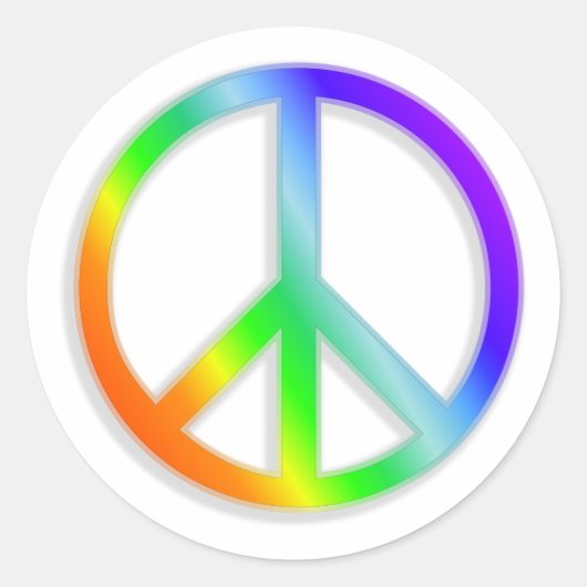 Peace CND-symbool in regenboogkleur Ronde Sticker (Voorkant)