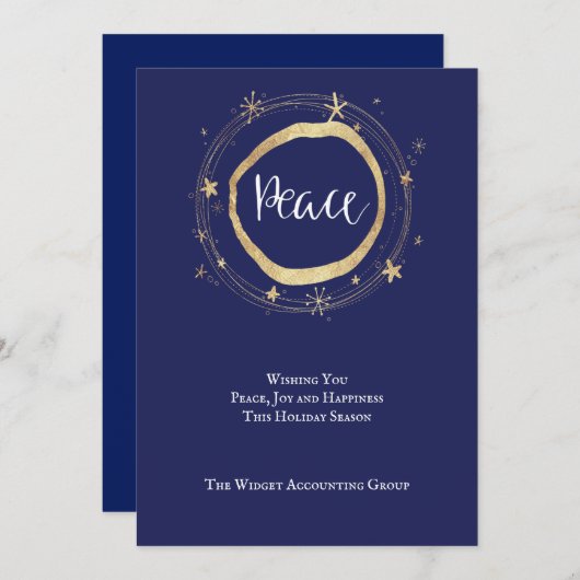 Peace Corporate Blue Professional Feestdagenkaart (Voorkant / Achterkant)