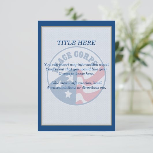 Peace Corps Wedding Insert Kaart (Staand voorkant)