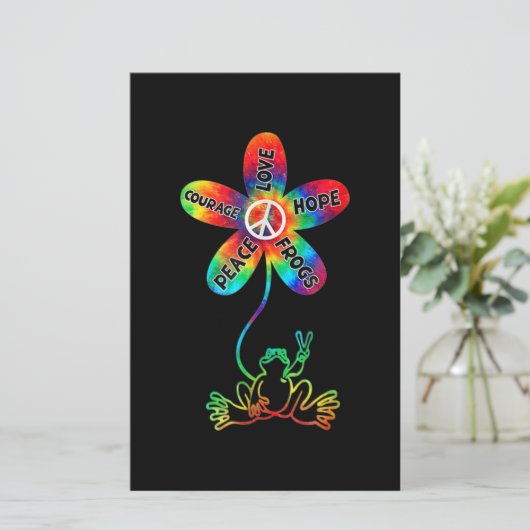 Peace Courage Love Hope Frogs Hippie Briefpapier (Staand voorkant)