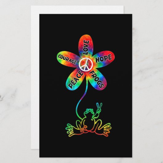 Peace Courage Love Hope Frogs Hippie Briefpapier (Voorkant / Achterkant)