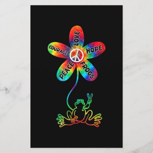Peace Courage Love Hope Frogs Hippie Briefpapier (Voorkant)