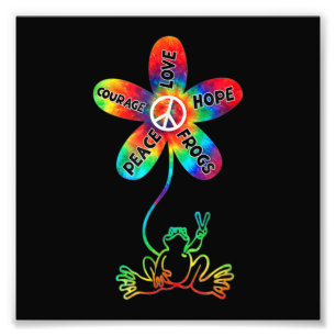 Peace Courage Love Hope Frogs Hippie Foto Afdruk