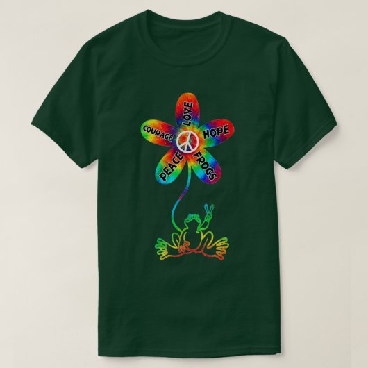 Peace Courage Love Hope Frogs Hippie Gift T-shirt (Design voorkant)