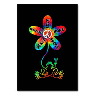 Peace Courage Love Hope Frogs Hippie Kaart
