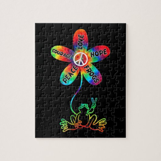 Peace Courage Love Hope Frogs Hippie Legpuzzel (Verticaal)
