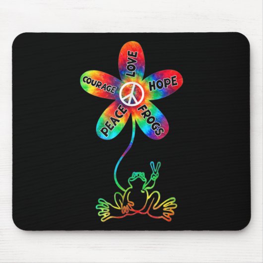 Peace Courage Love Hope Frogs Hippie Muismat (Voorkant)