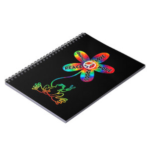 Peace Courage Love Hope Frogs Hippie Notitieboek