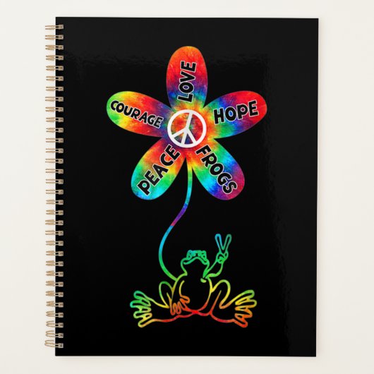 Peace Courage Love Hope Frogs Hippie Planner (Voorkant)