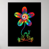Peace Courage Love Hope Frogs Hippie Poster (Voorkant)