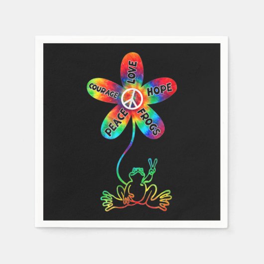 Peace Courage Love Hope Frogs Hippie Servet (Voorkant)
