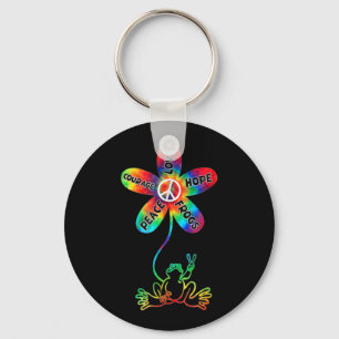 Peace Courage Love Hope Frogs Hippie Sleutelhanger