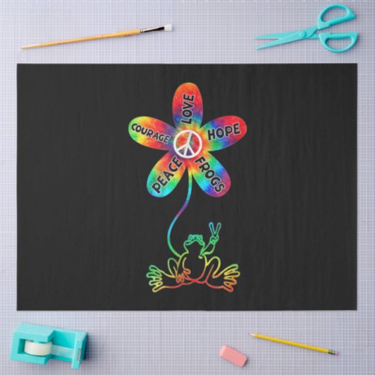 Peace Courage Love Hope Frogs Hippie Tissuepapier (Craft)