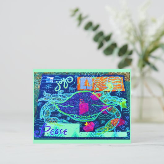 Peace Crab Collage Briefkaart (Staand voorkant)