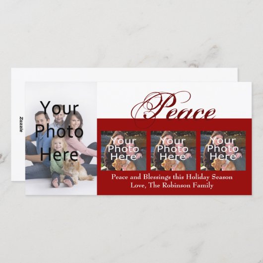 Peace Custom Christmas-fotokaarten Feestdagenkaart (Voorkant / Achterkant)