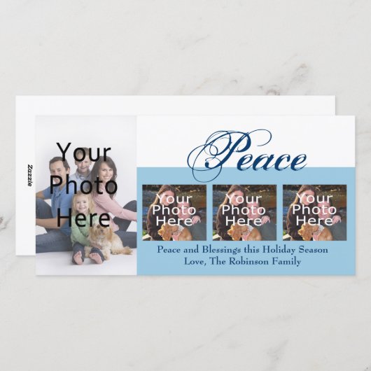 Peace Custom Christmas or Hanukkah Photo Cards Feestdagenkaart (Voorkant / Achterkant)