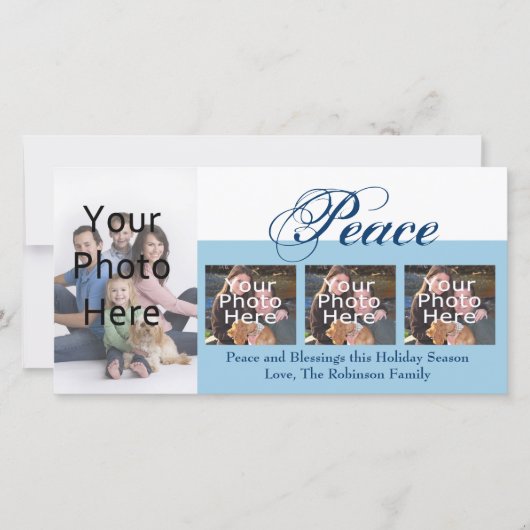 Peace Custom Christmas or Hanukkah Photo Cards Feestdagenkaart (Voorkant)