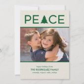 Peace Custom Photo Holiday Tree Green Beige Feestdagenkaart (Voorkant)