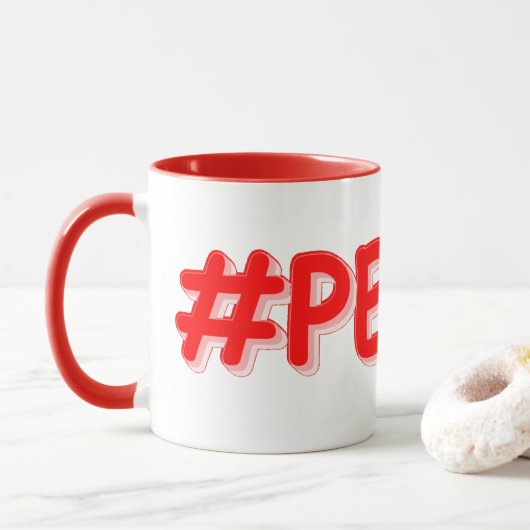 "#PEACE" Cute Design. Buy Now Mok (Met donut)