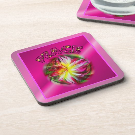 Peace Dahlia Flower Inspirerend Onderzetter Set (Linkerzijde)