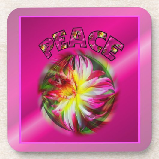 Peace Dahlia Flower Inspirerend Onderzetter Set (Voorkant)