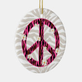 PEACE daisy flower zebra-vriendschap ornamit roze Keramisch Ornament (Rechts)